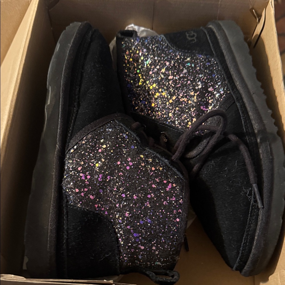 UGG Black Boots with Multicolor Glitter